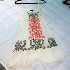 Spaghetti-Strap Patterned White Dress